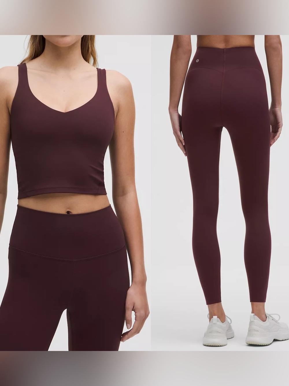 Lululemon Set: Glow Up High Rise Leggings and Align Tank Top in Goodnight Plum
